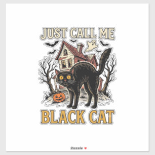 Schwarzes Katzenkostüm Spukhaus Lustiges Halloween Aufkleber