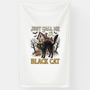 Schwarzes Katzenkostüm Spukhaus Lustiges Halloween Banner