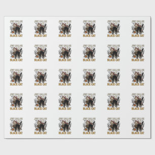 Schwarzes Katzenkostüm Spukhaus Lustiges Halloween Geschenkpapier