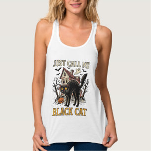 Schwarzes Katzenkostüm Spukhaus Lustiges Halloween Tank Top