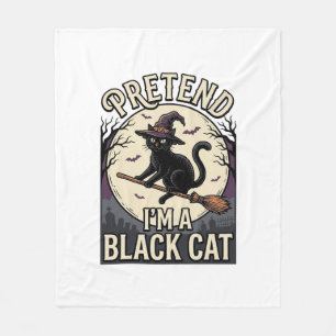 Schwarzes Katzenkostüm Vintage Halloween Hexenkatz Fleecedecke
