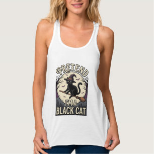 Schwarzes Katzenkostüm Vintage Halloween Hexenkatz Tank Top