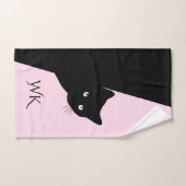Schwarzes Katzenmonogramm-Badehandtuch-Set Badhandtuch Set (Handtuch)