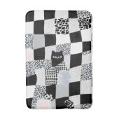 Schwarzes Katzenmuster Gingham gemischtes Karomust Badematte (Vorderseite Vertikal)
