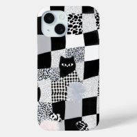 Schwarzes Katzenmuster Gingham gemischtes Karomust