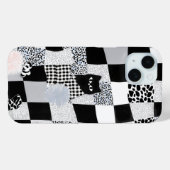 Schwarzes Katzenmuster Gingham gemischtes Karomust Case-Mate iPhone Hülle (Rückseite (Horizontal))