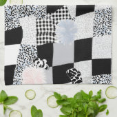Schwarzes Katzenmuster Gingham gemischtes Karomust Geschirrtuch (Gefaltet)