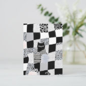 Schwarzes Katzenmuster Gingham gemischtes Karomust Postkarte (Stehend Vorderseite)