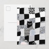Schwarzes Katzenmuster Gingham gemischtes Karomust Postkarte (Vorne/Hinten)