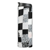Schwarzes Katzenmuster Gingham gemischtes Karomust Thermosbecher (Nach rechts gedreht)