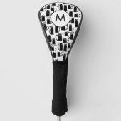 Schwarzes Katzenmuster Monogramm Golf Headcover (Vorderseite)