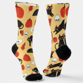 schwarzes Katzenmuster Socken (Gewinkelt)