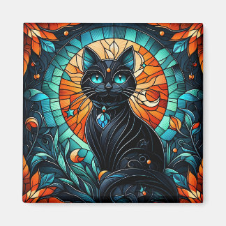 Schwarzes katzhaltiges Glas Graphic Magnet