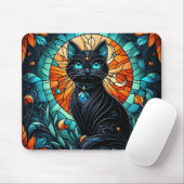 Schwarzes katzhaltiges Glas Graphic Mousepad (Mit Mouse)