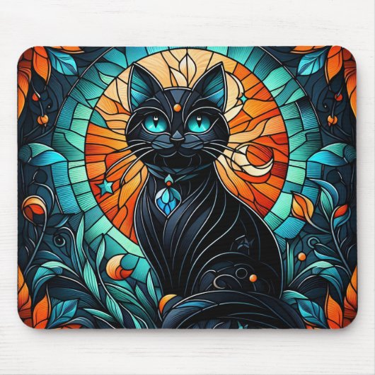 Schwarzes katzhaltiges Glas Graphic Mousepad (Vorne)