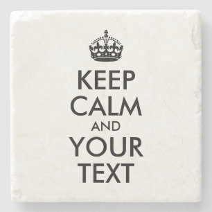 Schwarzes Keep Calm und Ihr Text Steinuntersetzer