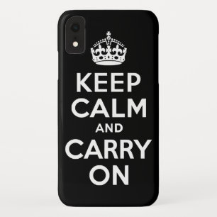 Schwarzes Keep Calm und Mach Weiter iPhone XR Hülle
