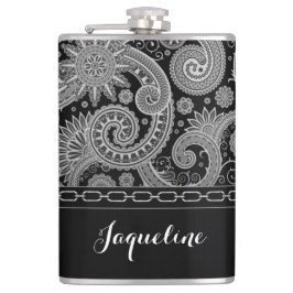 Schwarzes Kettenpaisley Flachmann