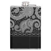 Schwarzes Kettenpaisley Flachmann (Rückseite)