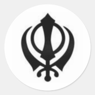 Schwarzes Khanda Runder Aufkleber