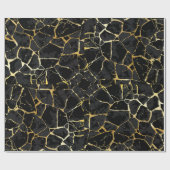 Schwarzes Kintsugi-Goldader-Geschenkpapier Geschenkpapier (Flach)