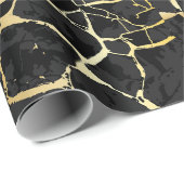 Schwarzes Kintsugi-Goldader-Geschenkpapier Geschenkpapier (Rolleneckpunkt)