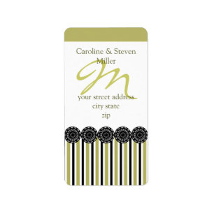 Schwarzes Kiri Monogramm-Adressen-Etikett Adressaufkleber