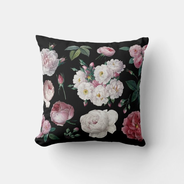 schwarzes Kissen der Rosen (Vorderseite)