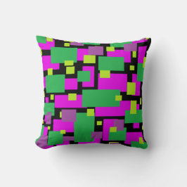 Schwarzes Kissen mit Lila und grünem Muster