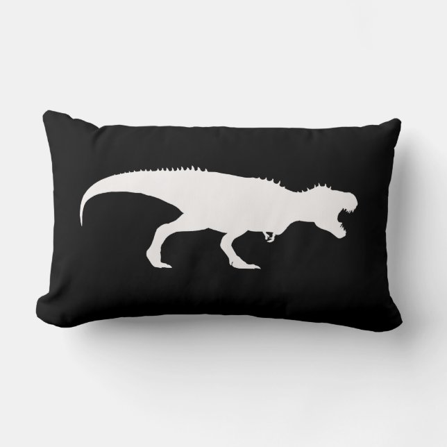 Schwarzes Kissen mit T-Rex-Silhouette (Vorderseite)