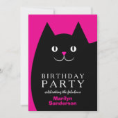 Schwarzes Kitty-Katzen-Geburtstags-Party Einladung (Vorderseite)