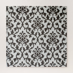 Schwarzes klassisches Damast-Tapetenmuster Puzzle