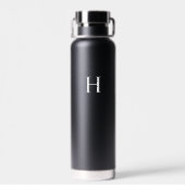 Schwarzes Klassisches Elegantes Monogramm Trinkflasche (Rückseite)