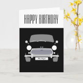 Schwarzes klassisches Mini Cooper Karte (Gelbe Blume)