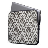 Schwarzes, klassisches Tapetenmuster Laptopschutzhülle (Vorderseite Links)