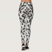 Schwarzes, klassisches Tapetenmuster Leggings (Rückseite)