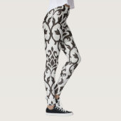 Schwarzes, klassisches Tapetenmuster Leggings (Rechts)