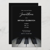 Schwarzes Klavier Moderne einfache Geburtstagsfeie Einladung (Vorne/Hinten)