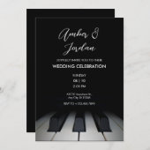 Schwarzes Klavier Moderne einfache Hochzeit Einladung (Vorne/Hinten)