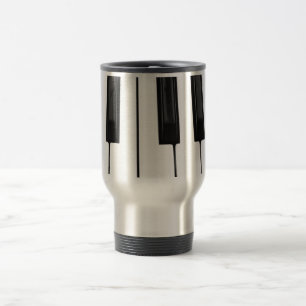Schwarzes Klavier-Tasten-Bild-Bild n weißes Reisebecher
