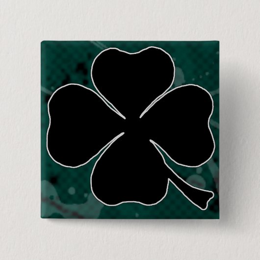 Schwarzes Klee-Button Button (Vorderseite)