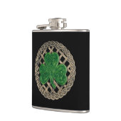 Schwarzes Kleeblatt auf Keltenknochen-Flasche Flachmann (Links)