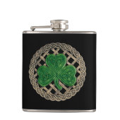 Schwarzes Kleeblatt auf Keltenknochen-Flasche Flachmann (Vorderseite)