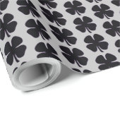 Schwarzes Kleeblatt, grau glänzend, kleines Papier Geschenkpapier (Rolleneckpunkt)