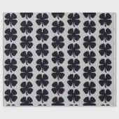 Schwarzes Kleeblatt, grau, glänzend, Packpapier (Flach)