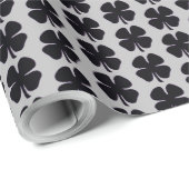 Schwarzes Kleeblatt, grau, matt, Packpapier, klein Geschenkpapier (Rolleneckpunkt)