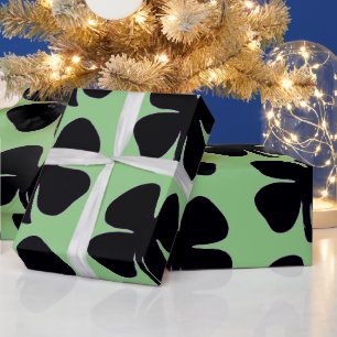 Schwarzes Kleeblatt, grün glänzend, großes Papier Geschenkpapier