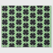 Schwarzes Kleeblatt, grün glänzend, Umhüllungspapi Geschenkpapier (Flach)