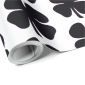 Schwarzes Kleeblatt, matt Geschenkpapier (Rolleneckpunkt)