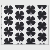 Schwarzes Kleeblatt, mattes Papier, groß Geschenkpapier (Flach)